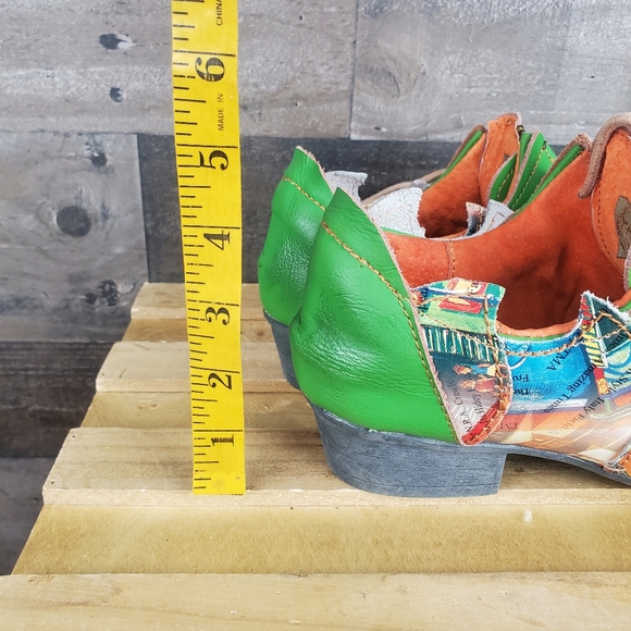 Princess Of TMA Maia Green Abstract Pointed Toe Leather Oxford Women's - Picture 15 of 16